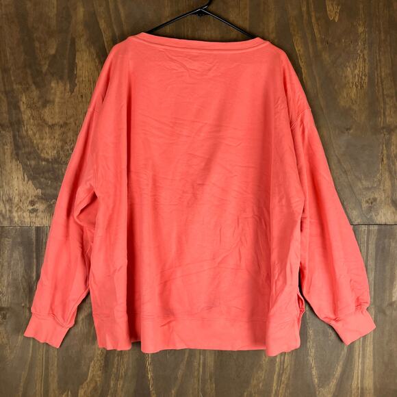 Fabletics Womens Sweater St Tropez Coral Crew Neck Cozy Fleece Cotton Blend XL - Picture 10 of 12